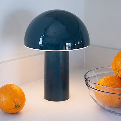 Celia 10" Mushroom Portable LED Teal Table Lamp, 3-Way Dimming and Rechargeable