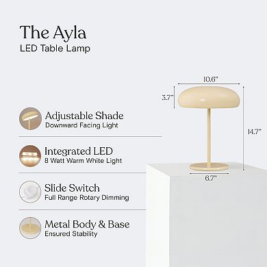 Ayla 15" Dimmable LED Table Lamp in Yellow Beige Finish