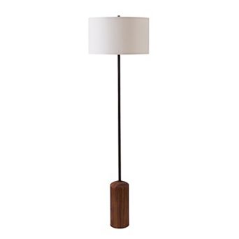 Oren 60" Modern Classic LED Standing Floor Lamp With Heavy-Weighted Base In Walnut Finish