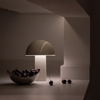 Celia 10" Mushroom Portable LED Cream Table Lamp, 3-Way Dimming and Rechargeable