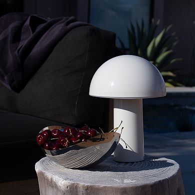 Celia 10" Mushroom Portable LED Cream Table Lamp, 3-Way Dimming and Rechargeable
