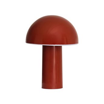 Celia 10" Mushroom Portable LED Red Table Lamp, 3-Way Dimming and Rechargeable