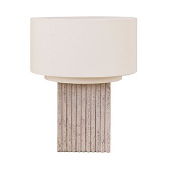 Atticus 15" Natural Limestone LED Table Lamp With Cream Cotton Shade