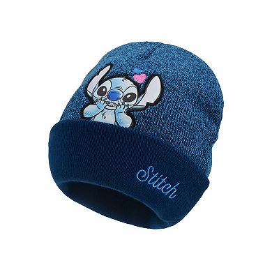 Women's Disney's Stitch & Angel Hearts Marled Cuff Beanie