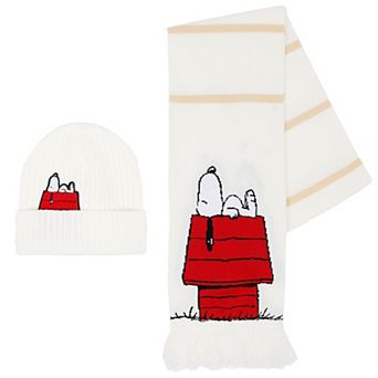 Women's Peanuts Snoopy 2 pc Doghouse Scarf & Beanie Set