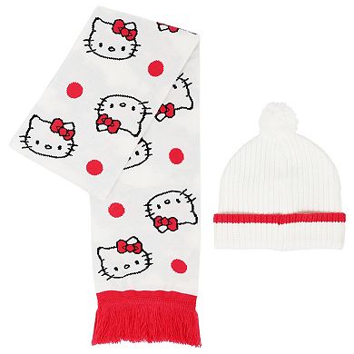 Women's Sanrio Hello Kitty 2-pc. Pattern Scarf & 3D Bow Beanie Set