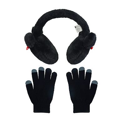 Women's Disney Minnie Mouse Plush Earmuffs & Gloves Set with 3D Ears & Polka-Dot Bow