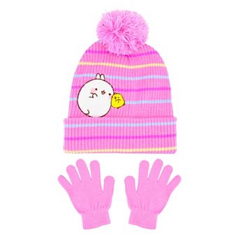 Women's Molang & Piu Piu 2 pc Chenille Patch Beanie & Gloves Set