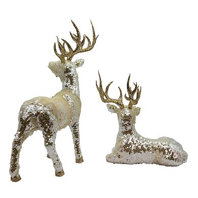 Kurt Adler Gold Standing & Lying Deer Table Decor Set