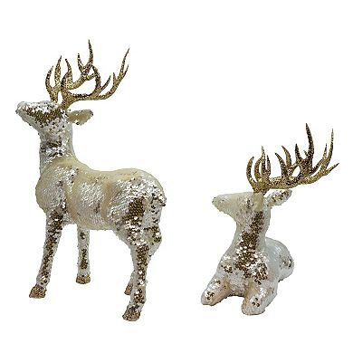 Kurt Adler Gold Standing & Lying Deer Table Decor Set