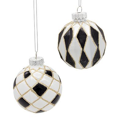 Kurt Adler 6-pc. Glass Checkered Christmas Ornament Set