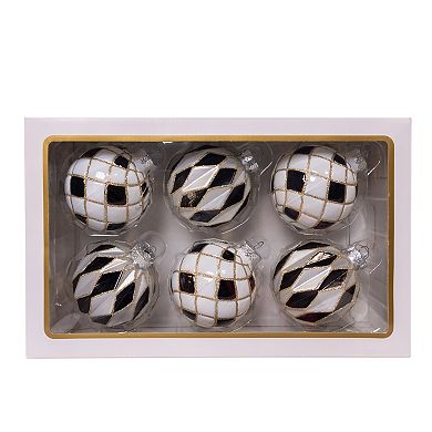 Kurt Adler 6-pc. Glass Checkered Christmas Ornament Set