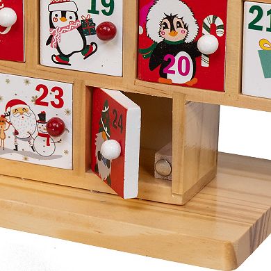 Kurt Adler 15-Inch Wooden Tree Advent Calendar Table Decor