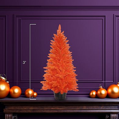 Kurt Adler 3-Foot Battery-Operated Pre-Lit Artificial Halloween Potted Tree