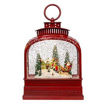 Kurt Adler 6.5-Inch Battery Operated USB LED Santa on Sleigh Lantern Table Decor