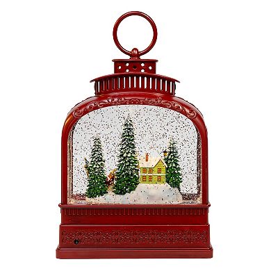 Kurt Adler 6.5-Inch Battery Operated USB LED Santa on Sleigh Lantern Table Decor