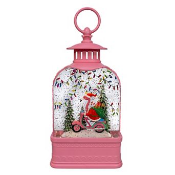 Kurt Adler 9.75-Inch LED Lighted Flamingo Motorcycle Water Lantern Table Decor