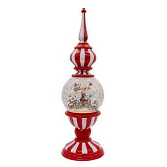 Kurt Adler 16-Inch Lighted Tower Table Decor with Santa Scene
