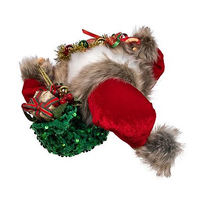 Kurt Adler 17-Inch Santa Figurine with Wreath & Bag Table Decor