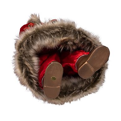 Kurt Adler 17-Inch Santa Figurine with Wreath & Bag Table Decor