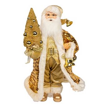 Kurt Adler Kringle Standing Santa with Tree Table Decor