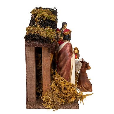 Kurt Adler 9-pc. Porcelain Nativity Figures with Wooden Stable Table Decor Set