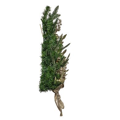 Kurt Adler 22-Inch Battery-Operated Pre-Lit Artificial Wall Tree with Champagne Bow