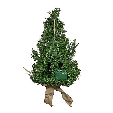 Kurt Adler 22-Inch Battery-Operated Pre-Lit Artificial Wall Tree with Champagne Bow