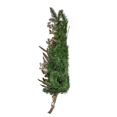 Kurt Adler 22-Inch Battery-Operated Pre-Lit Artificial Wall Tree with Champagne Bow