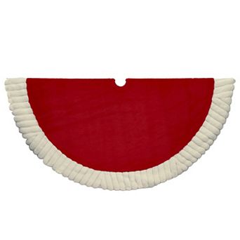 Kurt Adler Red Christmas Tree Skirt with White Faux Fur Trim