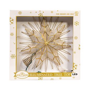 Kurt Adler 14-Inch 10-Light LED Gold Glittered Star Christmas Tree Topper