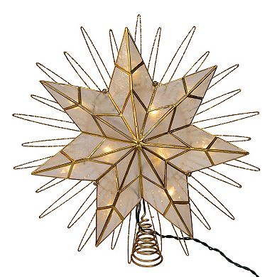 Kurt Adler 14-Inch 10-Light LED Gold Glittered Star Christmas Tree Topper