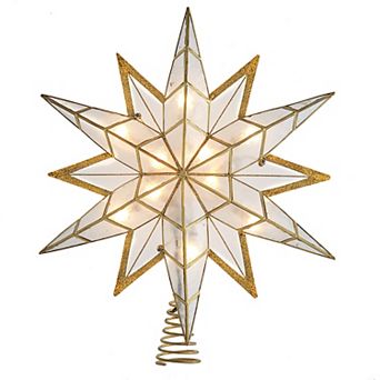 Kurt Adler 14-Inch UL 10-Light Capiz Star Christmas Tree Topper