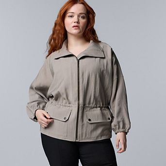 Plus Size Simply Vera Vera Wang Cinched Waist Utility Jacket