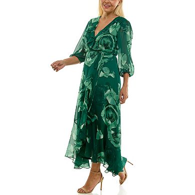 Plus Size Maison Tara Ruffle Faux Wrap Maxi Dress