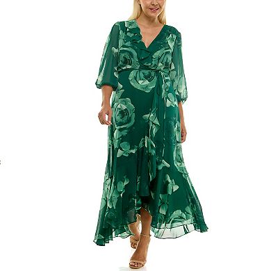 Plus Size Maison Tara Ruffle Faux Wrap Maxi Dress