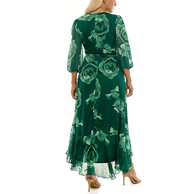 Plus Size Maison Tara Ruffle Faux Wrap Maxi Dress