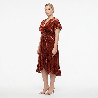 【美品】maison celon drape velour dress Plus Size Maison Tara Burnout Velvet Caplet Dress