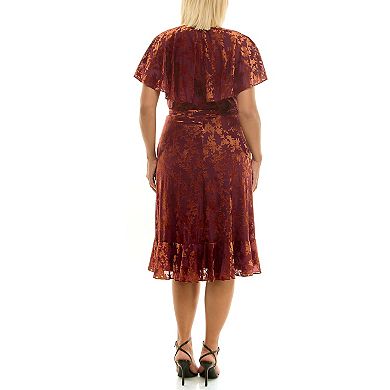 Plus Size Maison Tara Burnout Velvet Caplet Dress