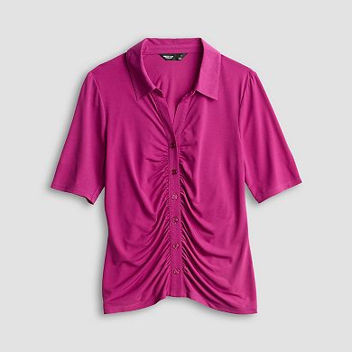 Women's Simply Vera Vera Wang Elbow Sleeve Button Front Polo