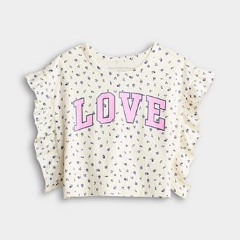 Baby & Toddler Girl Grayson Threads Kids The Label Ruffle Sleeve Love Graphic Tee