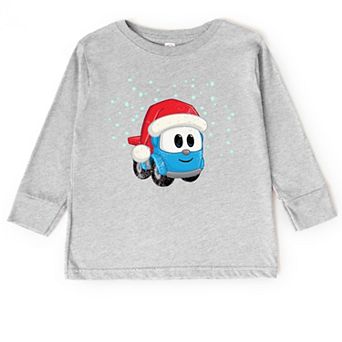 Leo the Truck Santa Hat Snow - Toddler Long Sleeve Graphic Tee