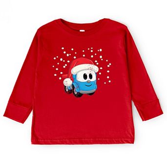 Leo the Truck Santa Hat Snow - Toddler Long Sleeve Graphic Tee