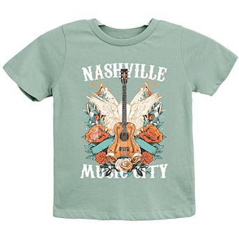 Nashville Music City Guitar Grunge - Youth Short Sleeve Graphic T-Shirt