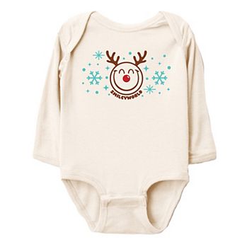 SmileyWorld Reindeer Snowflakes - Baby Long Sleeve Bodysuit
