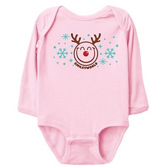 SmileyWorld Reindeer Snowflakes - Baby Long Sleeve Bodysuit