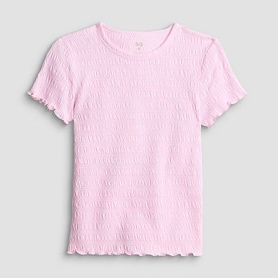 Juniors' SO® Pucker Knit Baby Tee