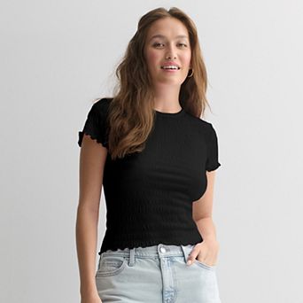 Juniors' SO® Pucker Knit Baby Tee