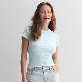 Juniors' SO® Pucker Knit Baby Tee