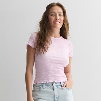 Juniors' SO® Pucker Knit Baby Tee